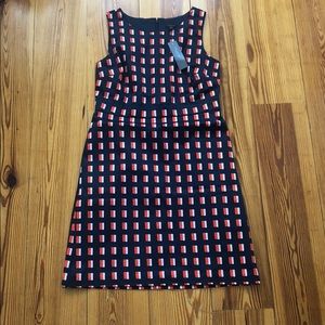 Ann Taylor dress navy/ red/ wht(pinkish) sheath